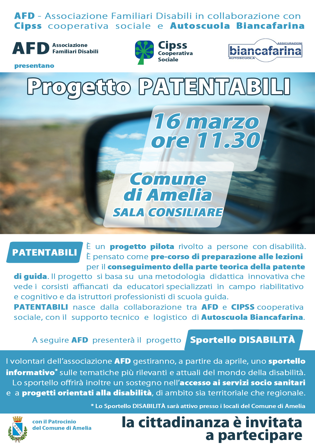 16 marzo – presentazione progetto PATENTABILI (AFD – Cipss)