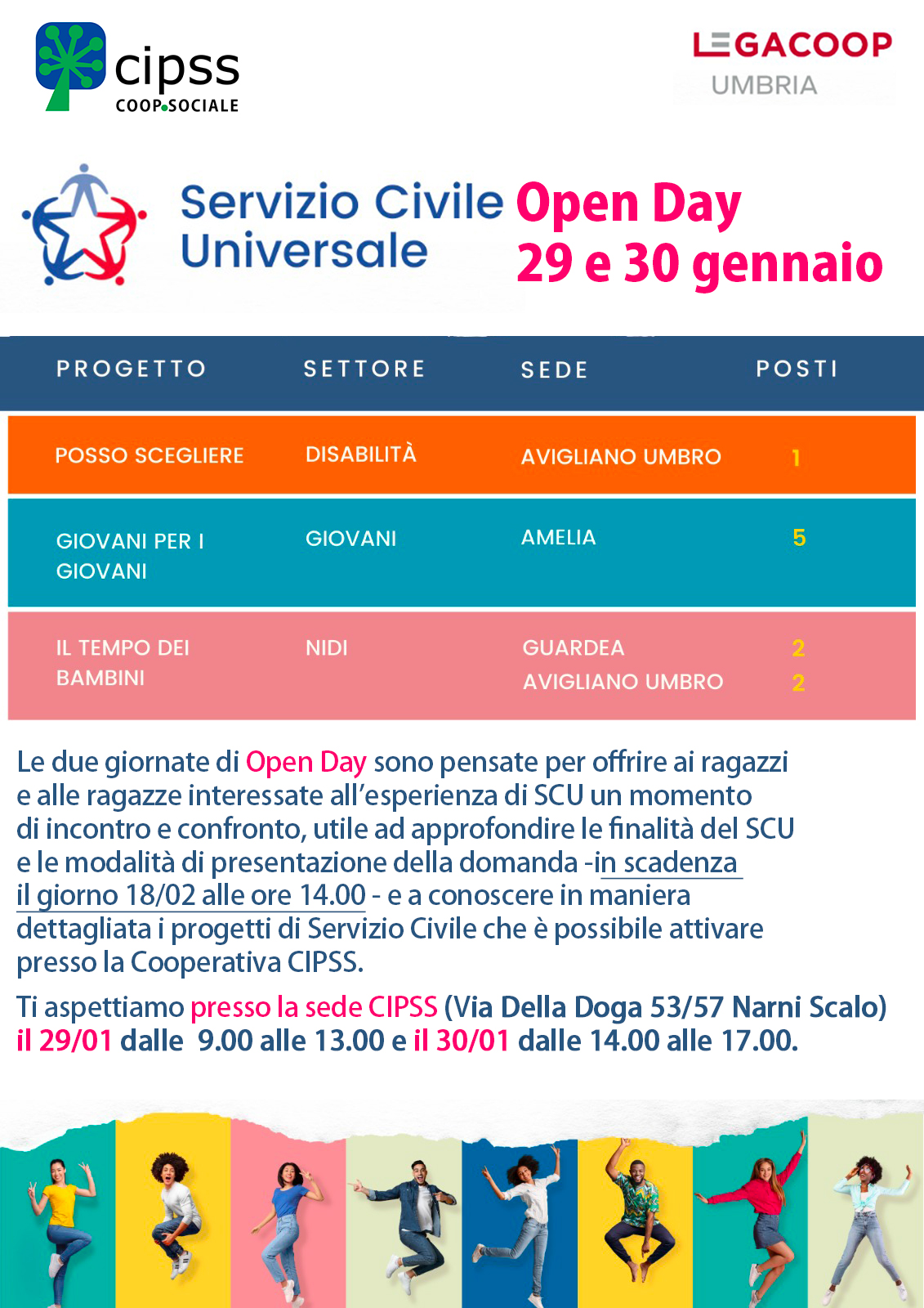 29 E 30 GENNAIO 2025: OPEN DAY SERVIZIO CIVILE UNIVERSALE